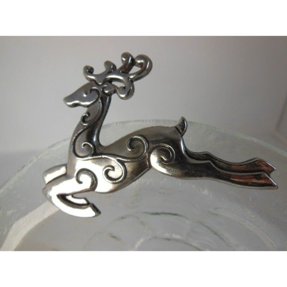 Holiday Bowl Decorative  recycled glass Bowl, candy dish metal Deer decoration